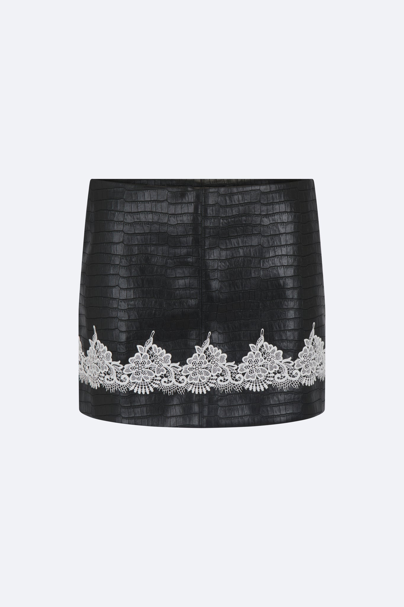 PRE ORDER Vegan Leather Lace Mini Skirt - Black