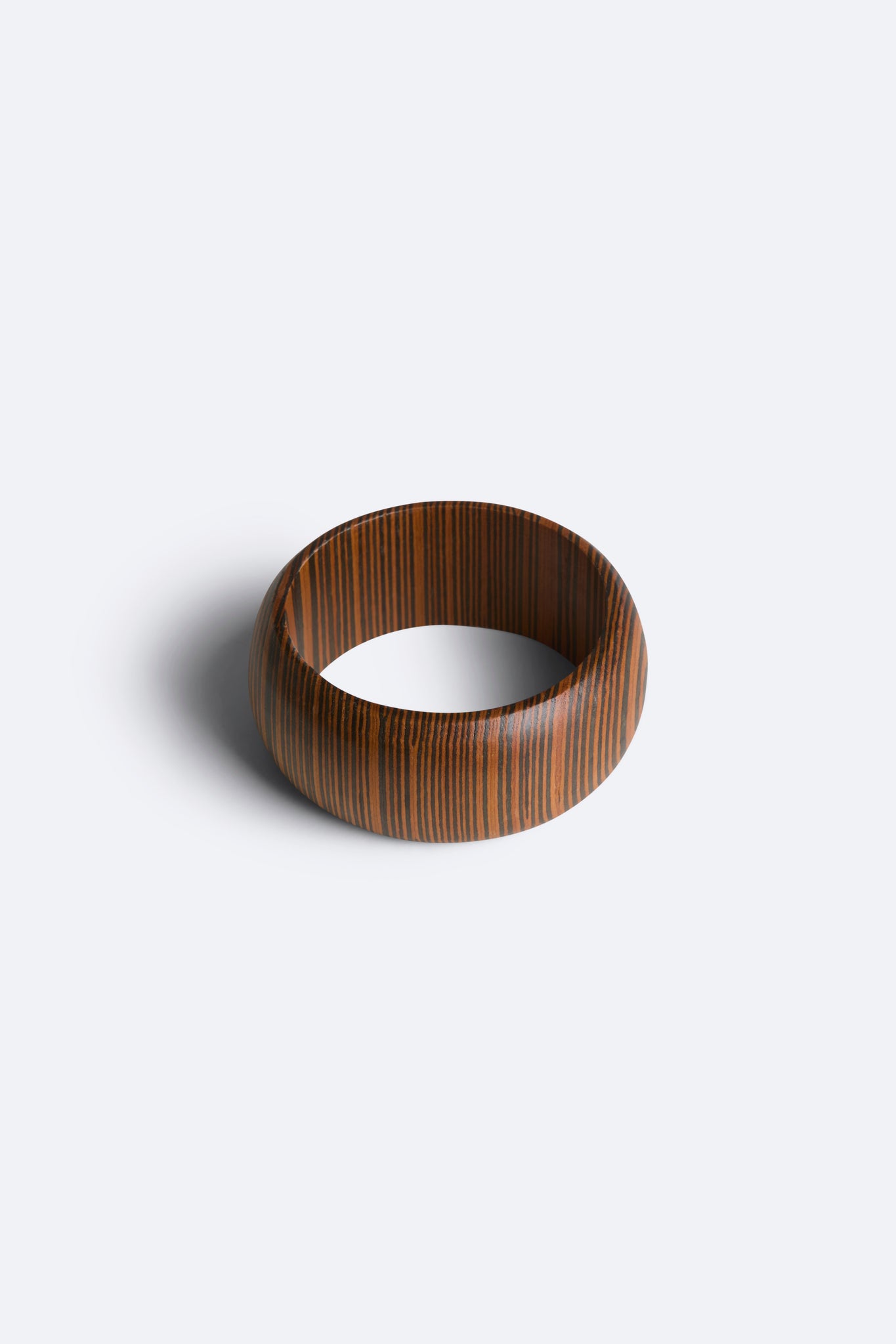 Tiger Stripe Wooden Bangle Set - Brown