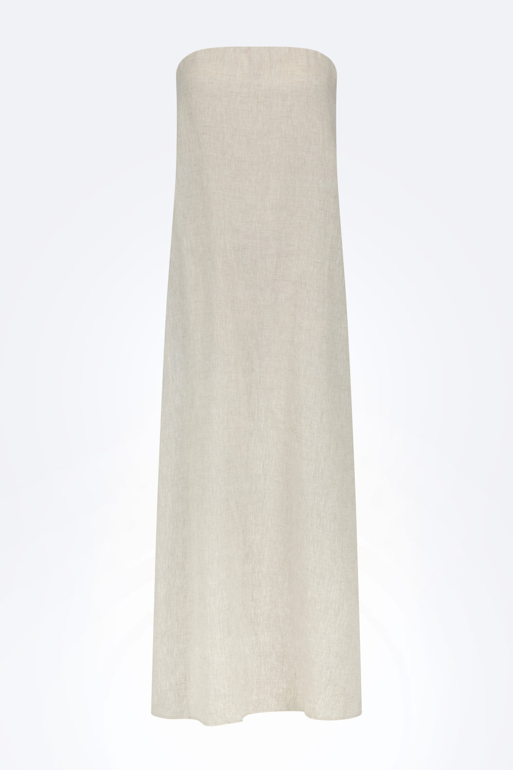 Contrast Linen Strapless Maxi Dress - Beige/Black