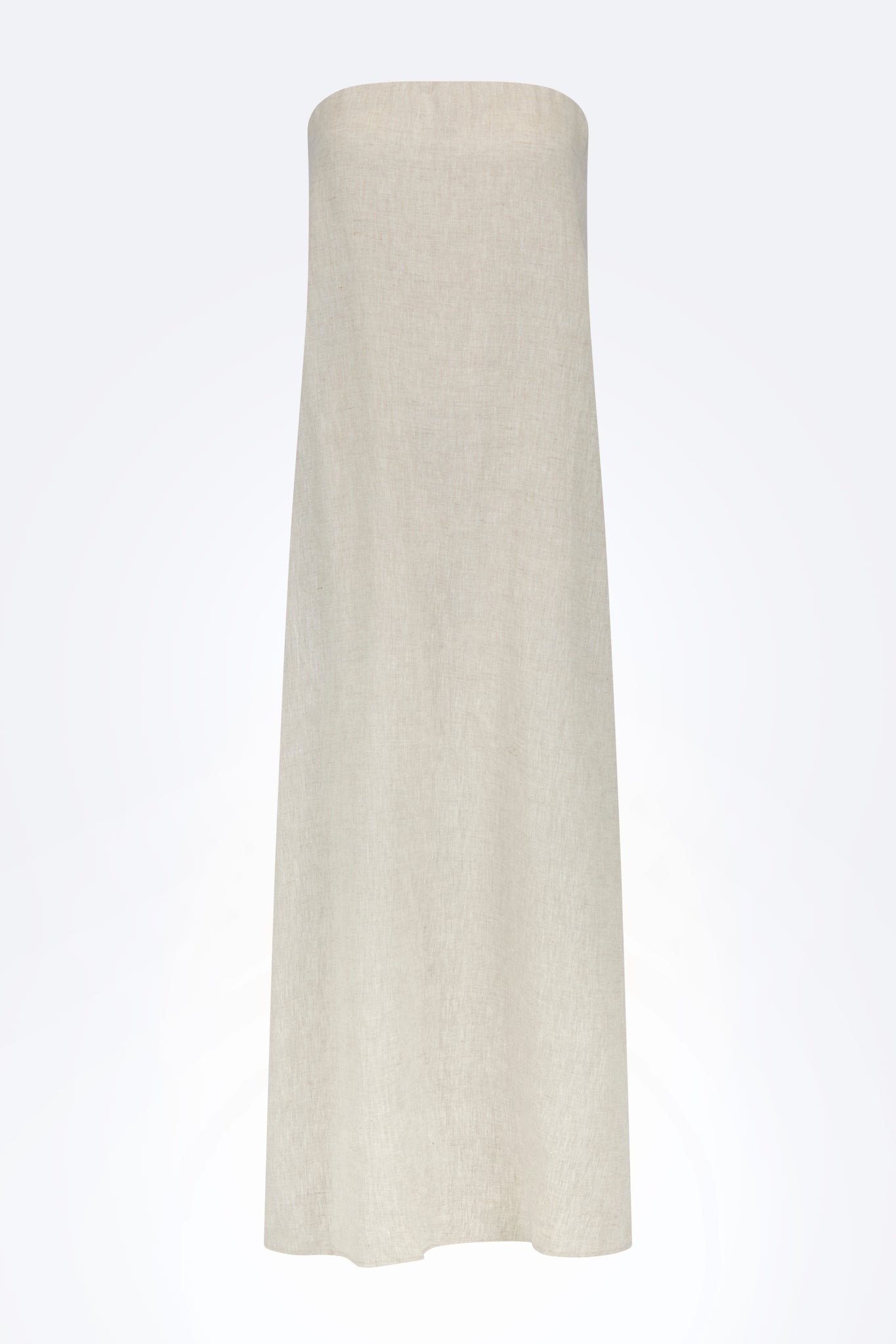 Contrast Linen Strapless Maxi Dress - Beige/Black