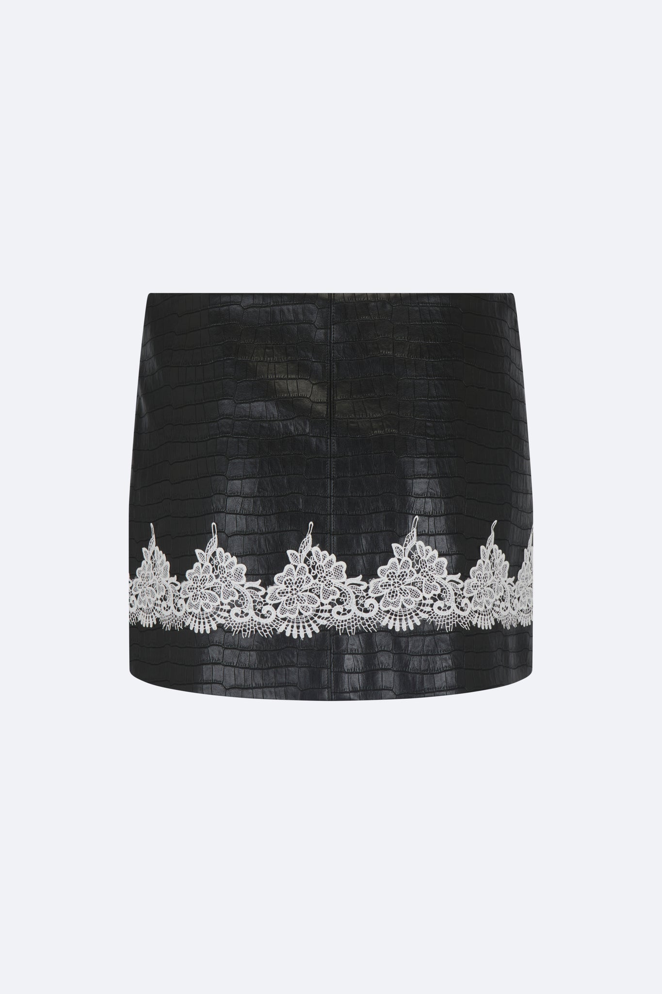 PRE ORDER Vegan Leather Lace Mini Skirt - Black