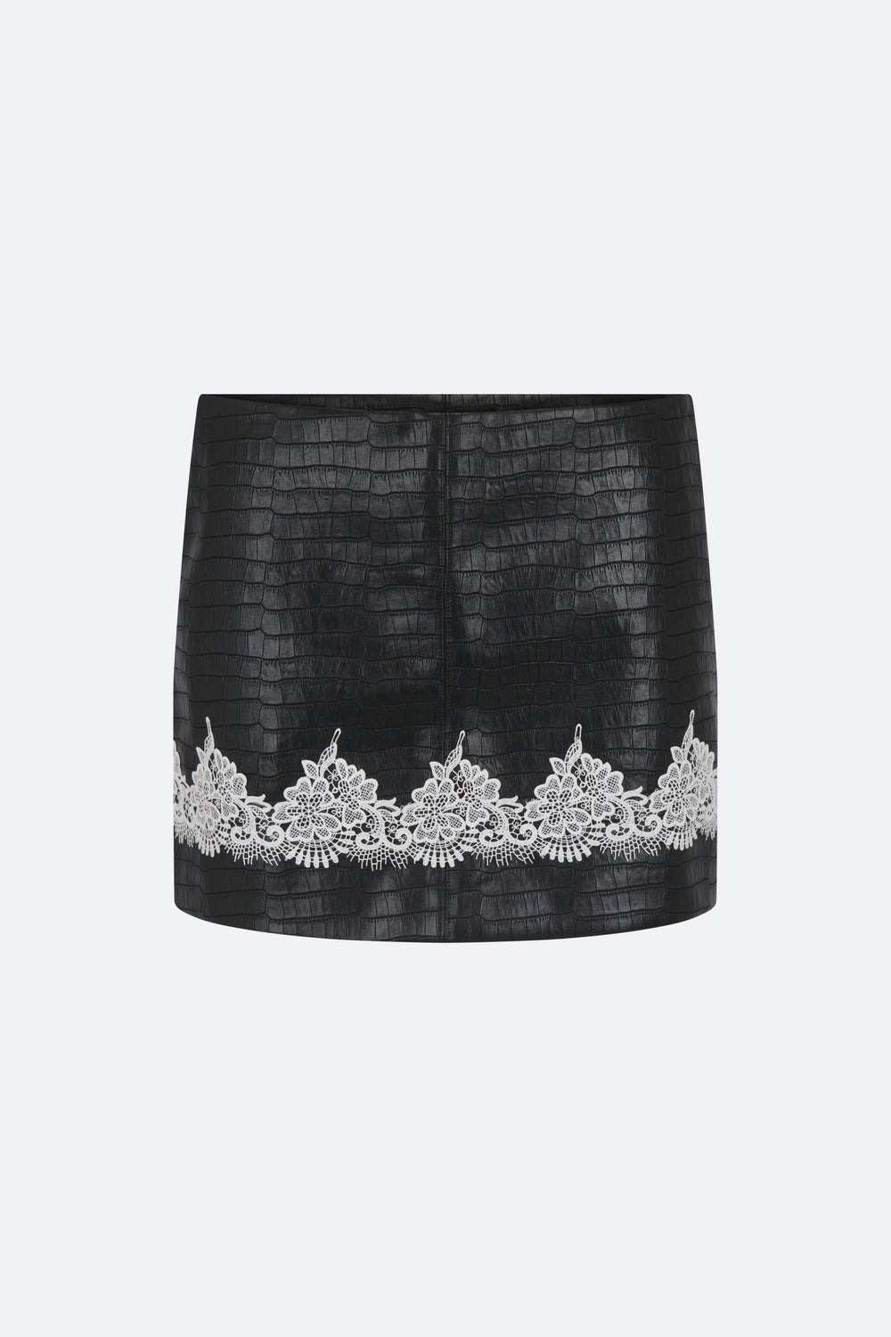 PRE ORDER Vegan Leather Lace Mini Skirt - Black