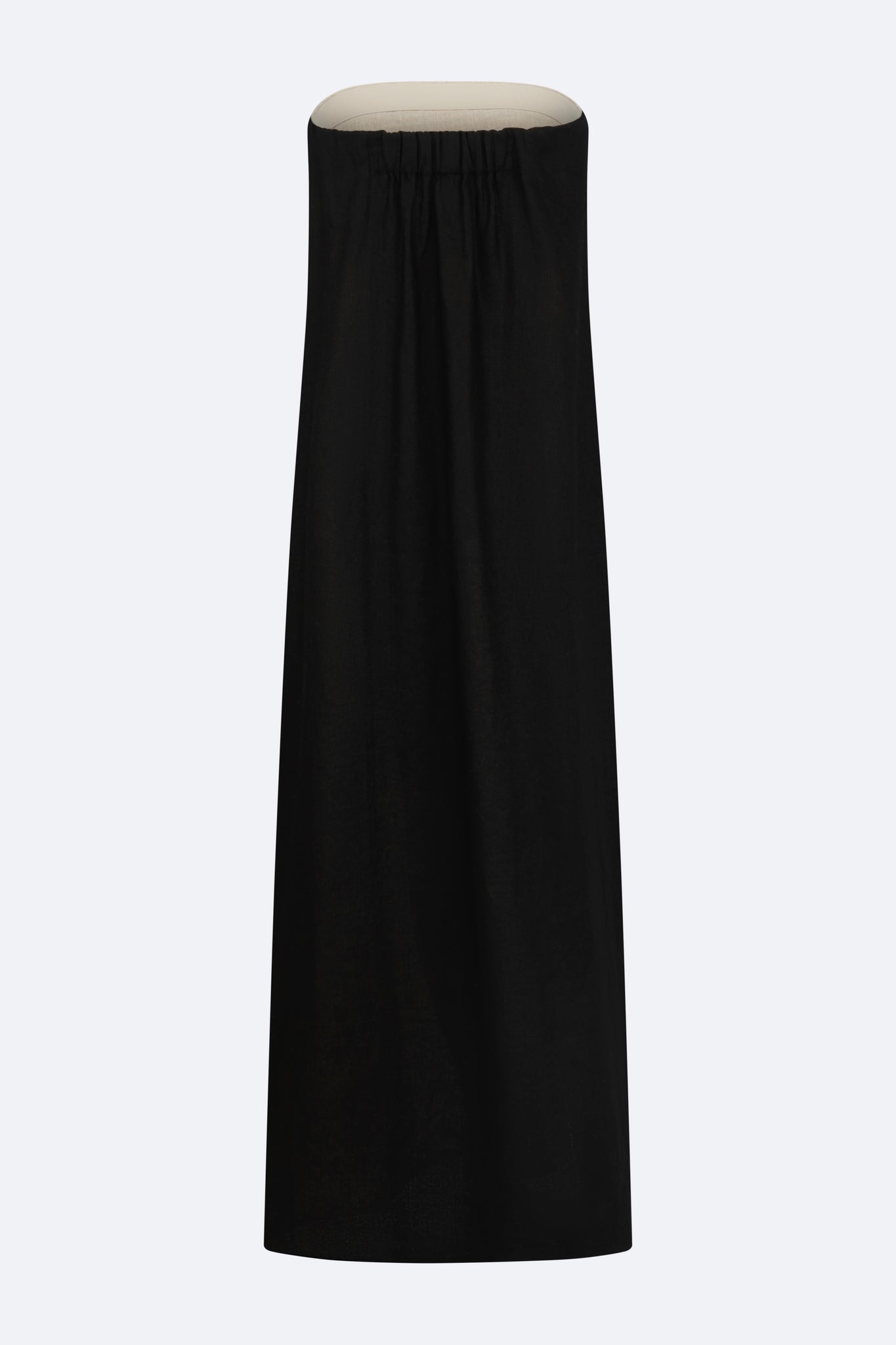 Contrast Linen Strapless Maxi Dress - Beige/Black